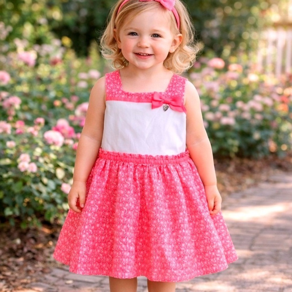 NEW Cynthia‎ Rowley Girls Size 5 Dress Sleeveless Hot Pink White Floral Lace